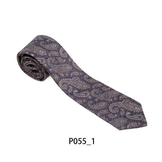 Dark Navy & Brown Paisley Tie